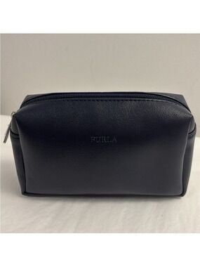 Furla unisex travel bag make up bag Navy Blue zipper top cosmetic DOP bag unisex